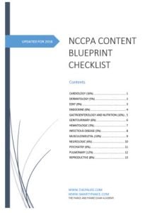 NCCPA CONTENT BLUEPRINT CHECKLIST