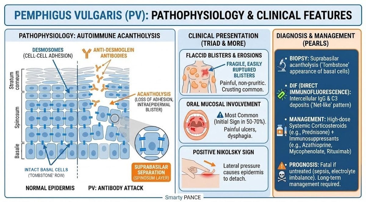 Pemphigus Vulgaris: Pathophysiology and Clinical Features