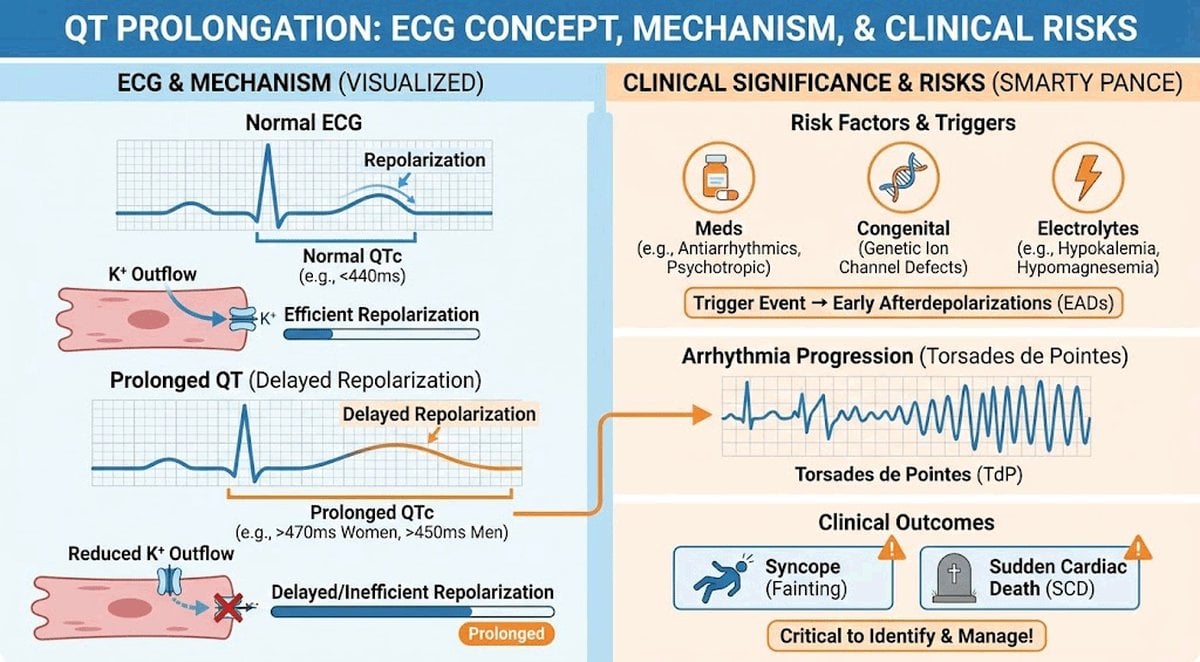 QT Prolongation: ECG concept, Mechanism, and Clinical Risks